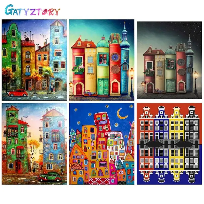 

GATYZTORY Painting By Number House Drawing On Canvas Hand Painted Paintings Art Gift DIY Pictures By Numbers Kits Home Decor