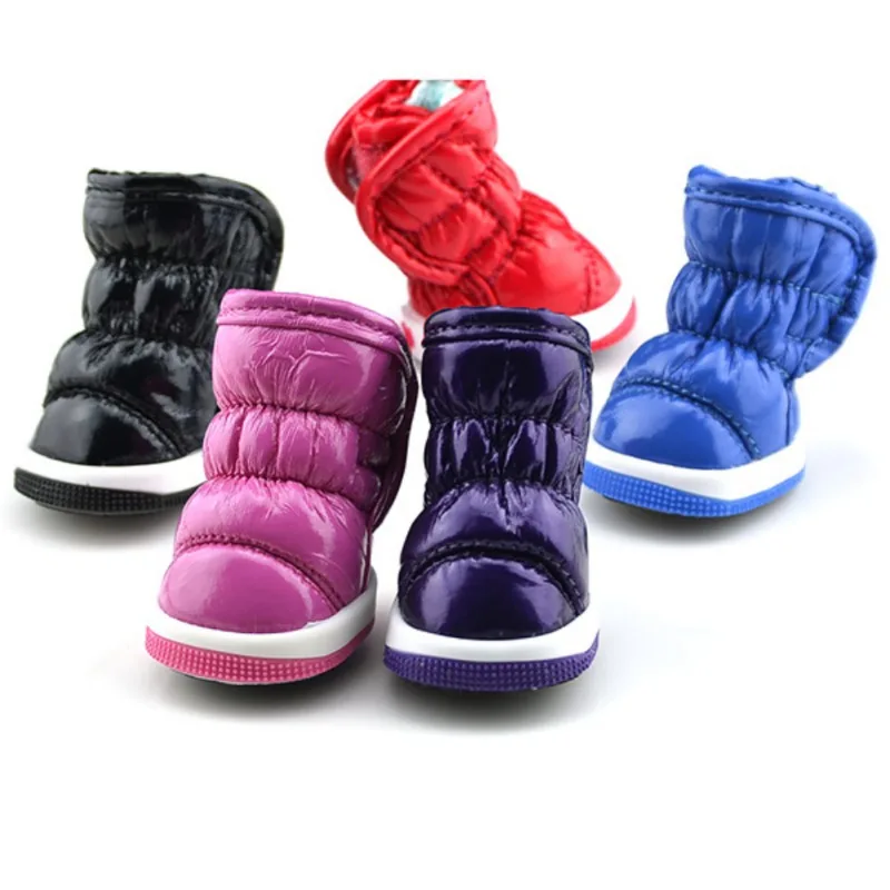 

4Pcs Winter Dog Shoes For Small Dogs Warm Fleece Puppy Pet Shoes Waterproof Dog Snow Boots Chihuahua Yorkie Teddy Shoes Dropship