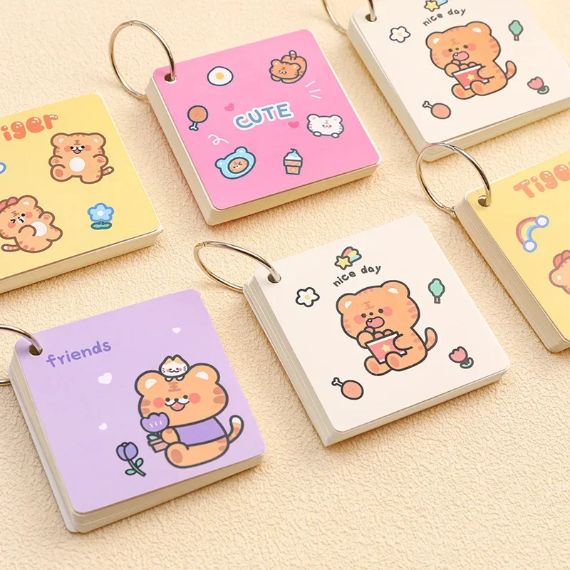 

80 Sheets Cartoon Little Tiger Coil Notebook Removable Loose-Leaf Notepad Pocket Diary Portable Student Blank Memo Stationery
