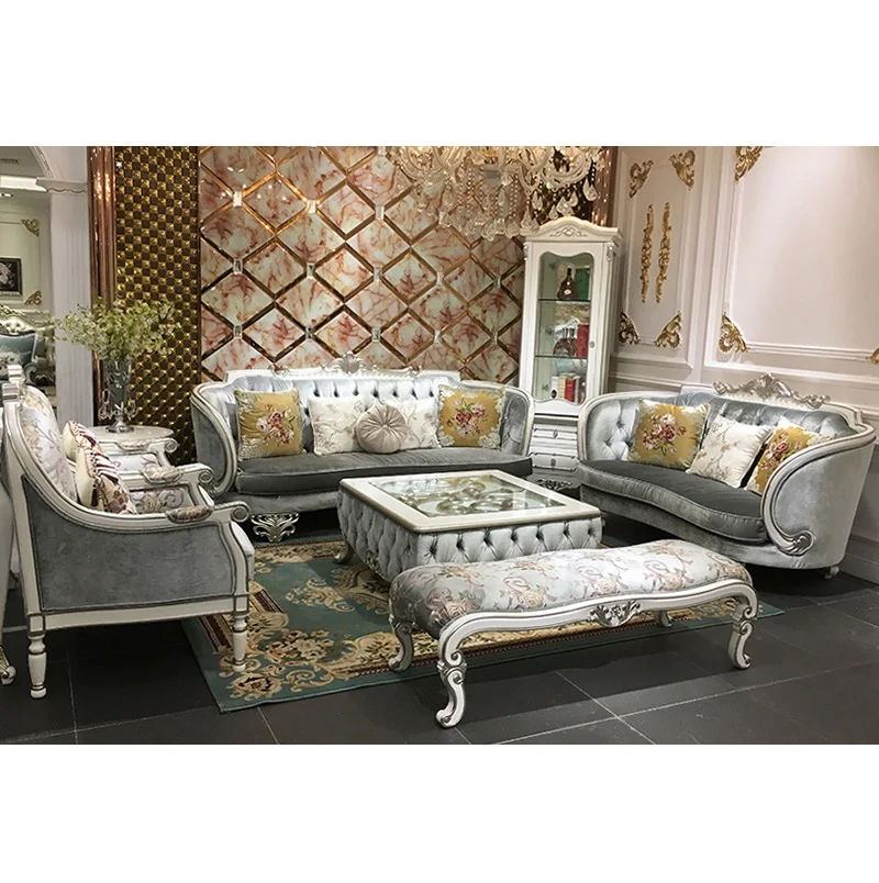 

Диван в европейском стиле 123, комбинированный неоклассический диван для гостиной, Однотонный женский простой европейский диван из ткани