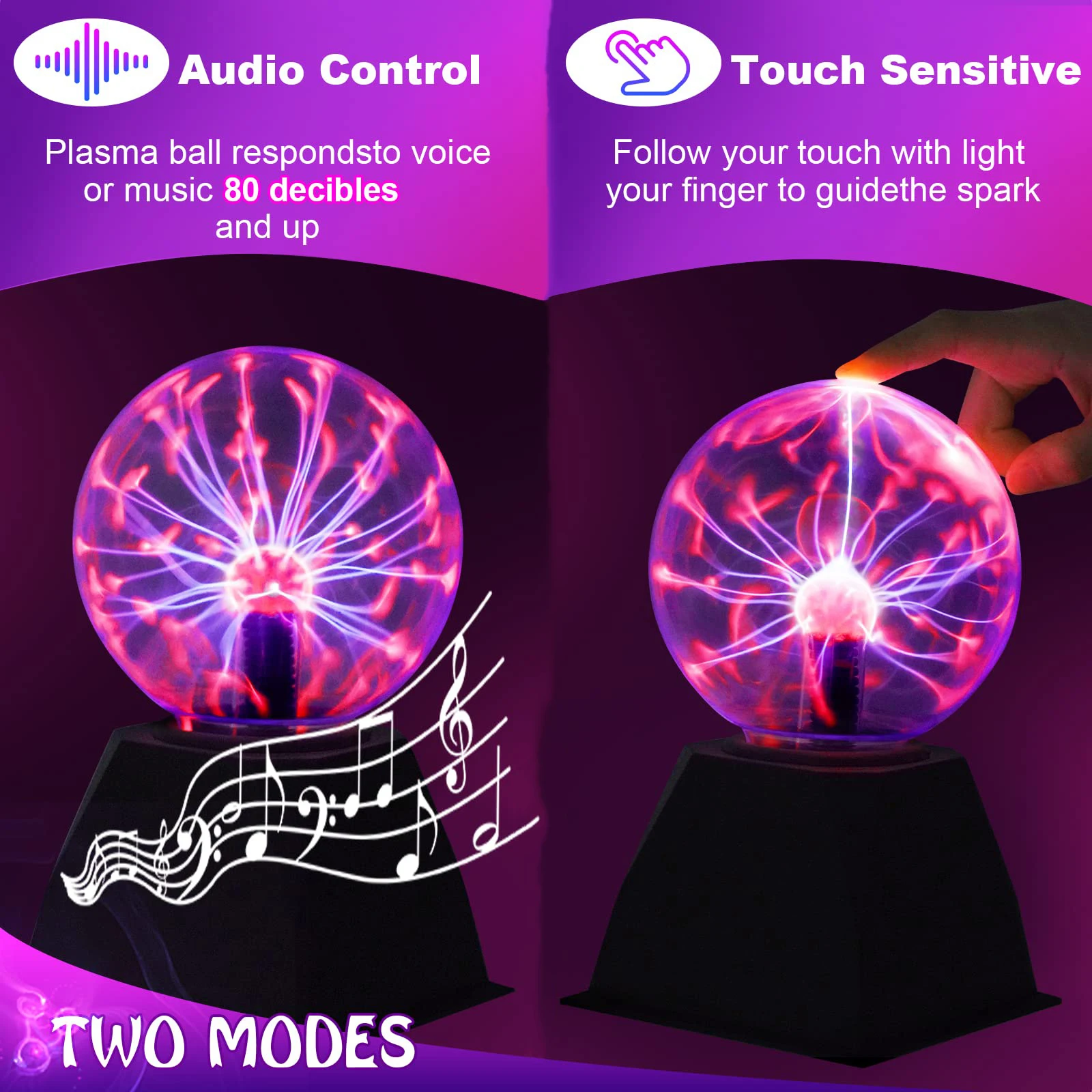 Плазменная шаровая лампа настольная Волшебная Туманность молния с сенсорной и