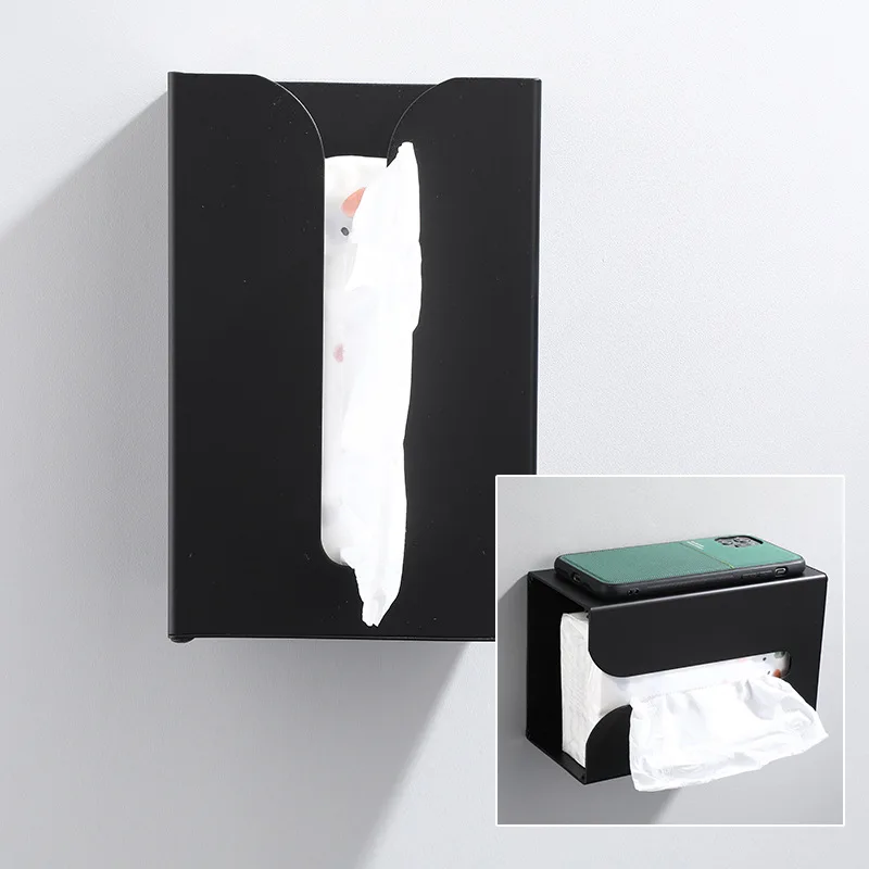 

Black Kitchen Tissue Box Drawer Tissue Holder Household Upside-down Wall-mounted Paper Drawer Toilet Universal