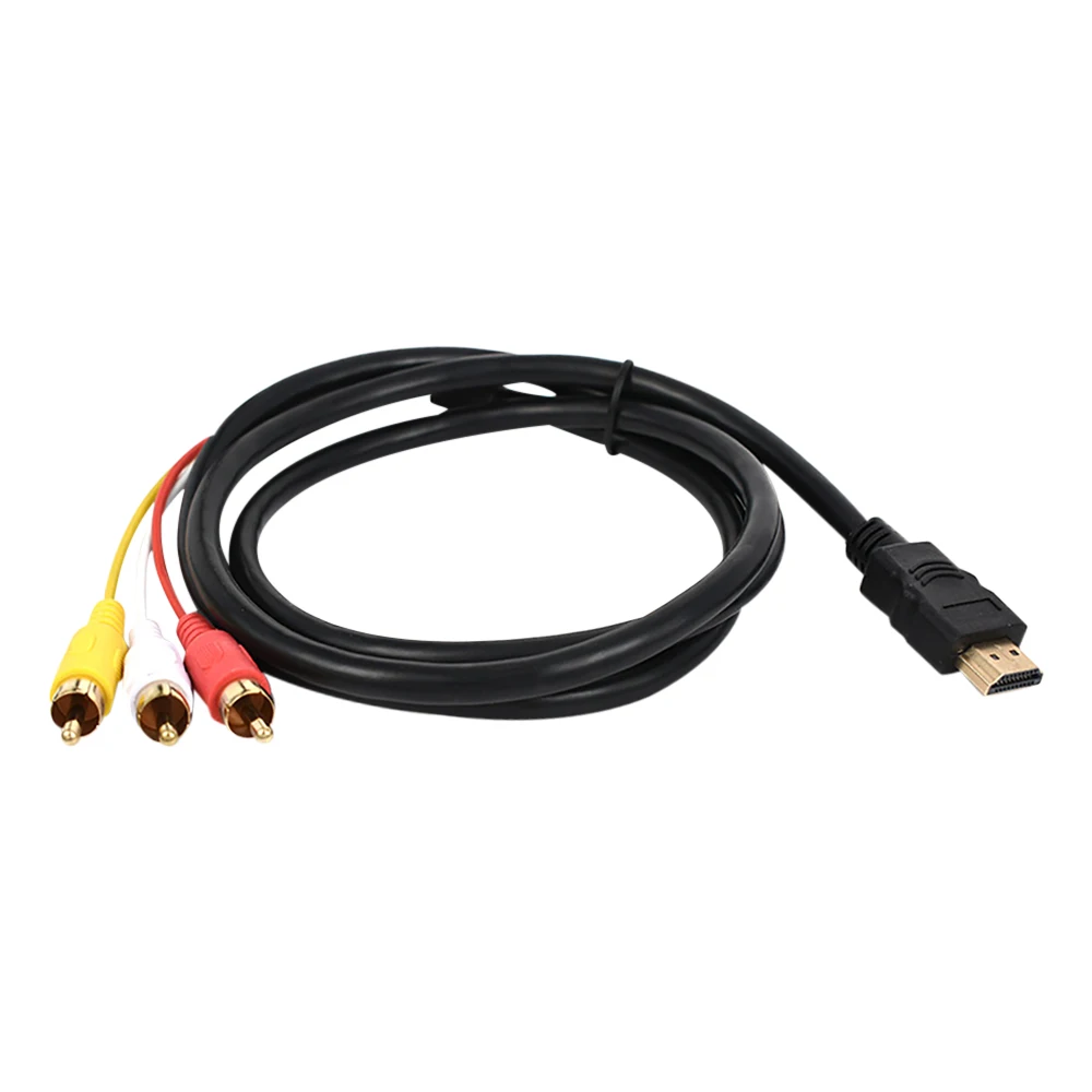 Фото Черный HDMI-совместимый кабель 3RCA AV-кабель HD Аудио-видео провод 3RCA Красный Желтый Белый Линия для телеприставки ТВ Видеокабель №1