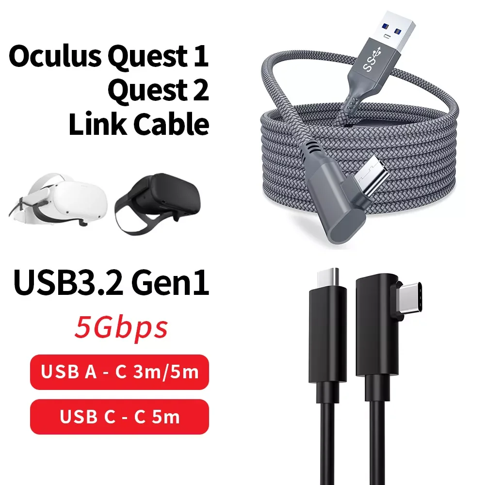 

For Oculus Quest 2 Link Cable 5M USB 3.0 Quick Charge Cables for Quest2 VR Data Transfer Fast Charges VR Headset Accessories