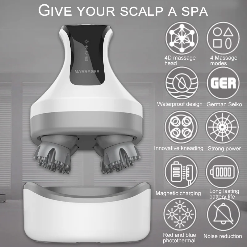 Электрический массажер для головы 4D с несколькими когтями антистресс