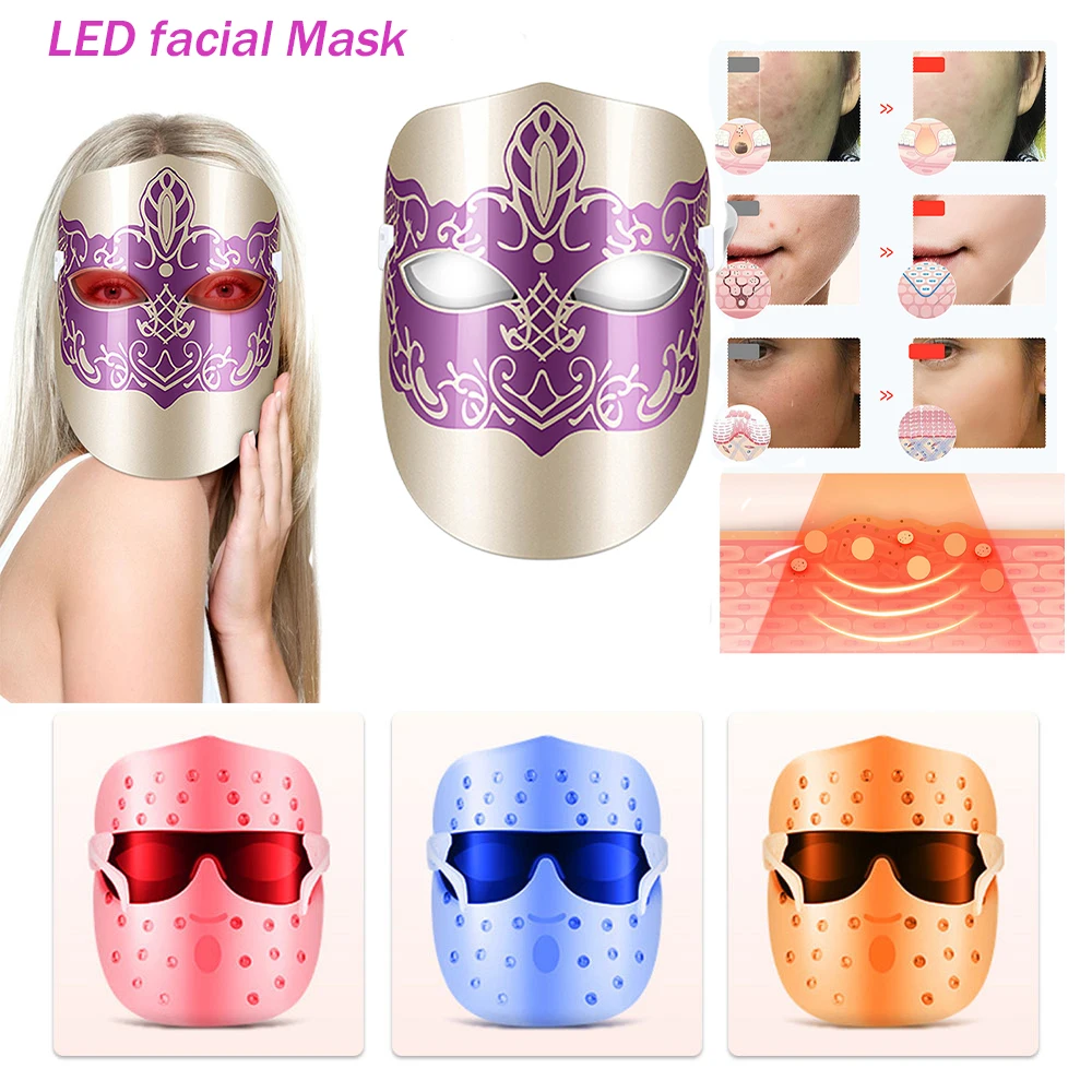 

Face Mask Led Light Therapy Beauty Mask Facial Care Face Luminotherapy Skin Rejuvenation Spa Wrinkle Remover Against Face acne