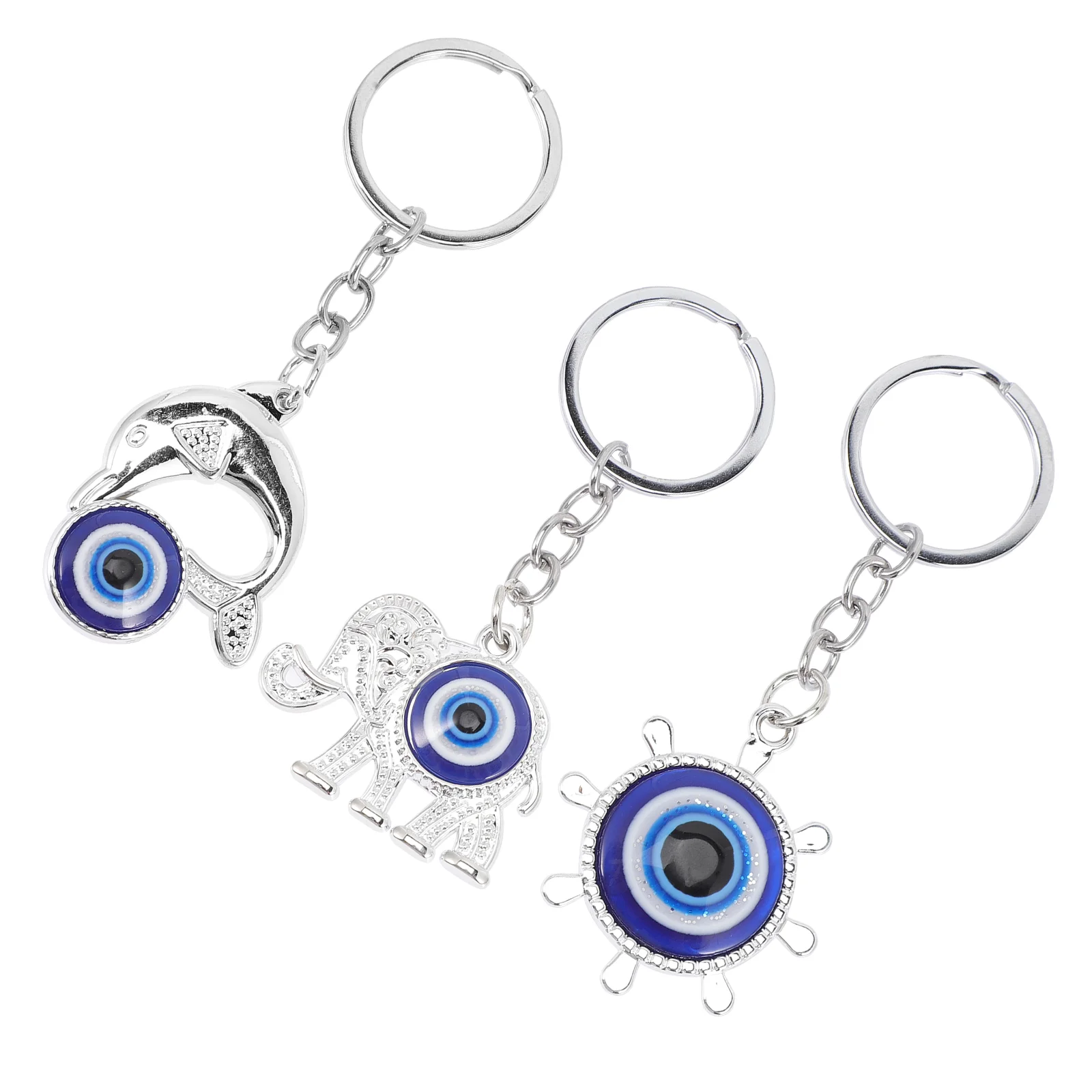 

Keychain Eye Key Evil Turkish Blue Amulet Ornament Decor Protection Ring Holderluck Good Fatima Hand Rudder Chain Turkey Dolphin