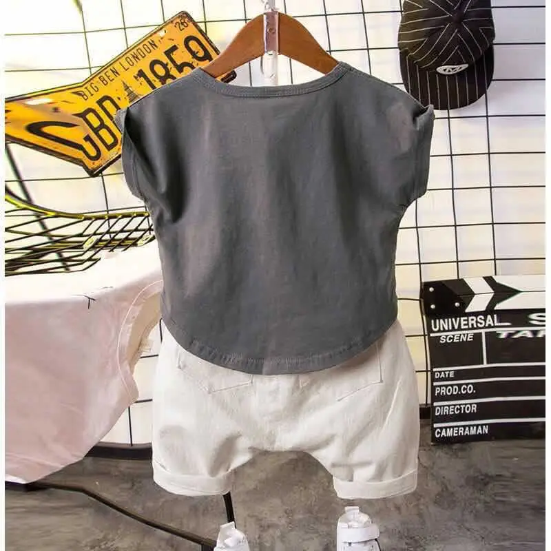 Simple Clothes for Kids Cotton Short Sleeve Boy Set Child Clothing T Shirt Pants 2pcs O-Neck Infant Baby Clothing for Boys