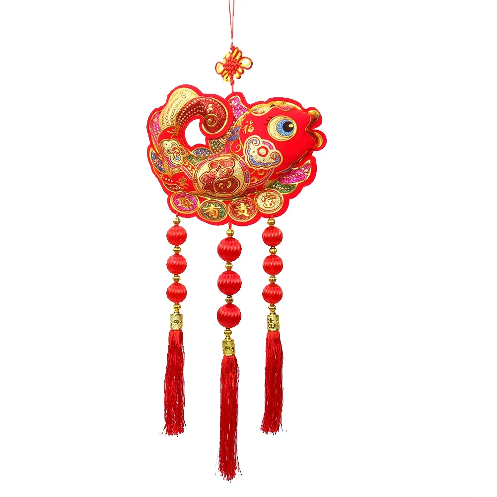 

62cm Red Chinese Knot Koi Carp Fish Lantern Tassels Dangle Ornament Pendant Lucky Fortune Mascot Spring Festival Hanging Decor