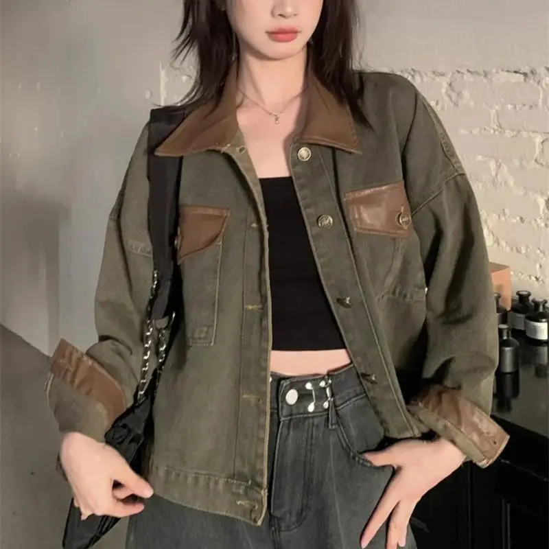 Женская джинсовая куртка в стиле ретро Sweet Cool пэчворк весна-осень 2024 новое