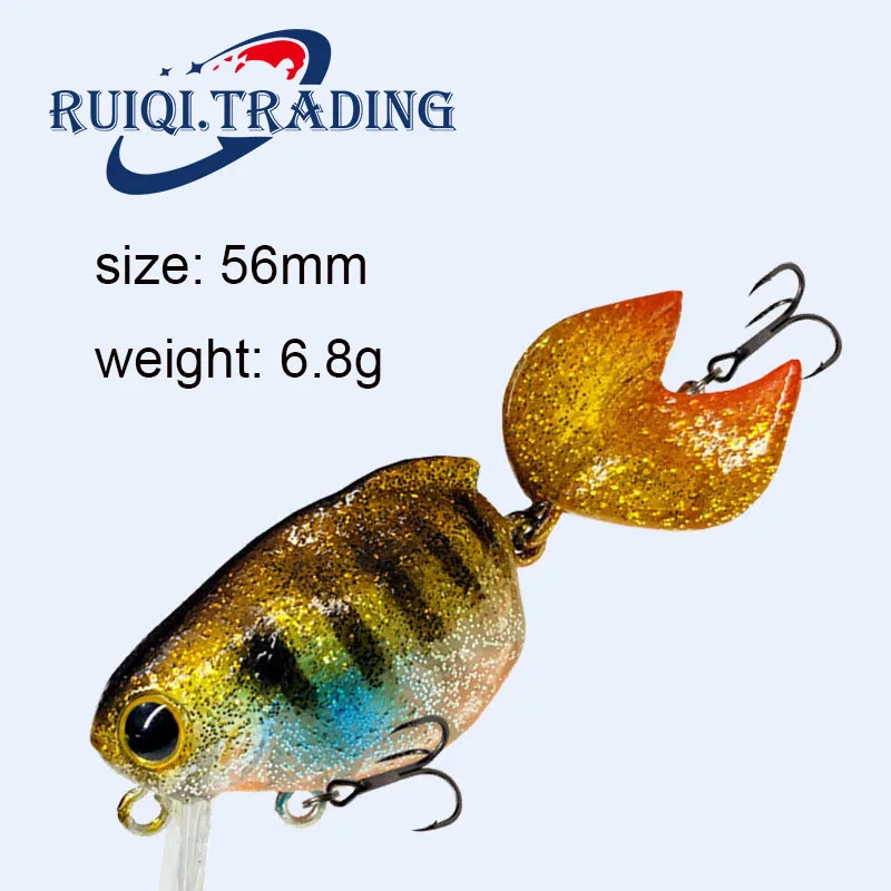 Enlarge 6pcs Fishing Lures Micro 6.8g/56mm Floating Wobbler Minnow Biomimetic Bait with Swimming Posture and Agile Black Fish Hook