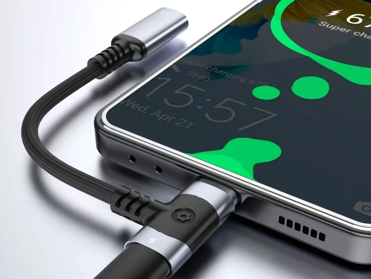 Многофункциональный USB-C аудио-разветвитель 2-в-1: двойной конвертер Type-C для iPhone, планшетов, игр, голосового чата, быстрой зарядки и длительного воспроизведения звука (art.: 3920dc578ea91) - 3920dc578ea91