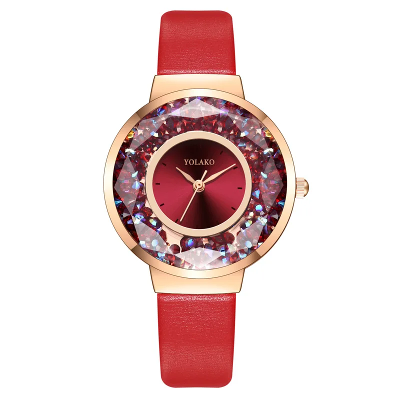 

Luxury Women Watches Fashion Rolling Rhinestone 3D Mirror Ladies Watch Thin Leather Quartz Watches For Women Reloj Mujer Montre