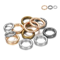 5pcs zinc alloy spring ring round clasps open ring spring lock for jewelry connectors diy bag clasp key chain camping buckle