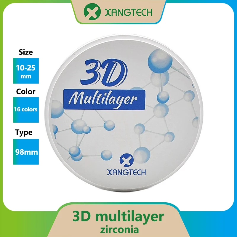 

XANGTECH Dental 3D Multilayer Zirconia Blocks 98mm Open System 16 and BL Colors Translucent 42%-47%