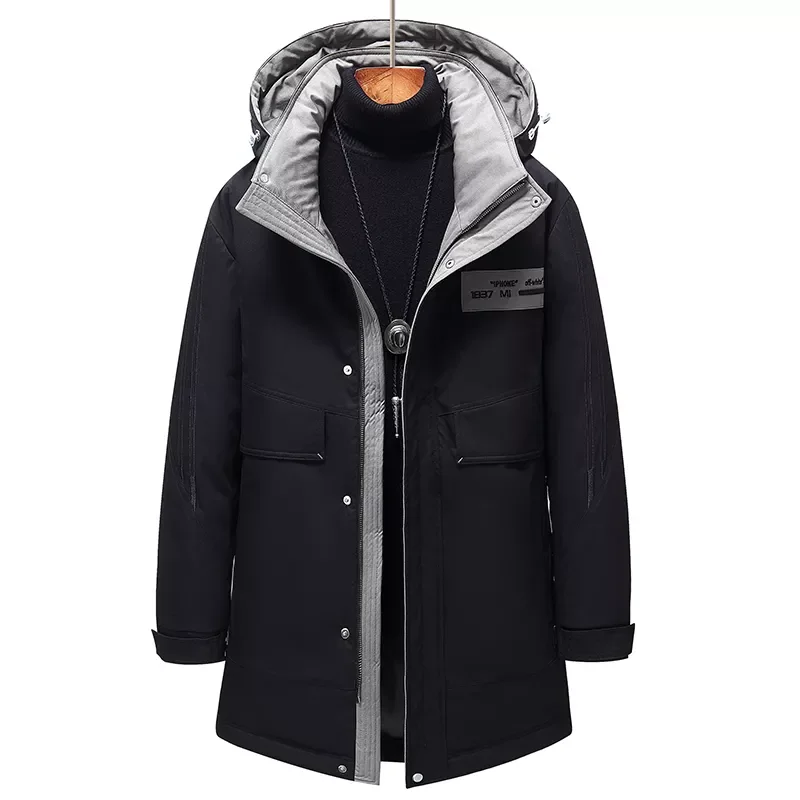 Hooded windbreaker Coat Men Solid Fashion Parkas Men 3XL Brand Winter Warm Down Jacket  Men Casual Windproof Long Thick