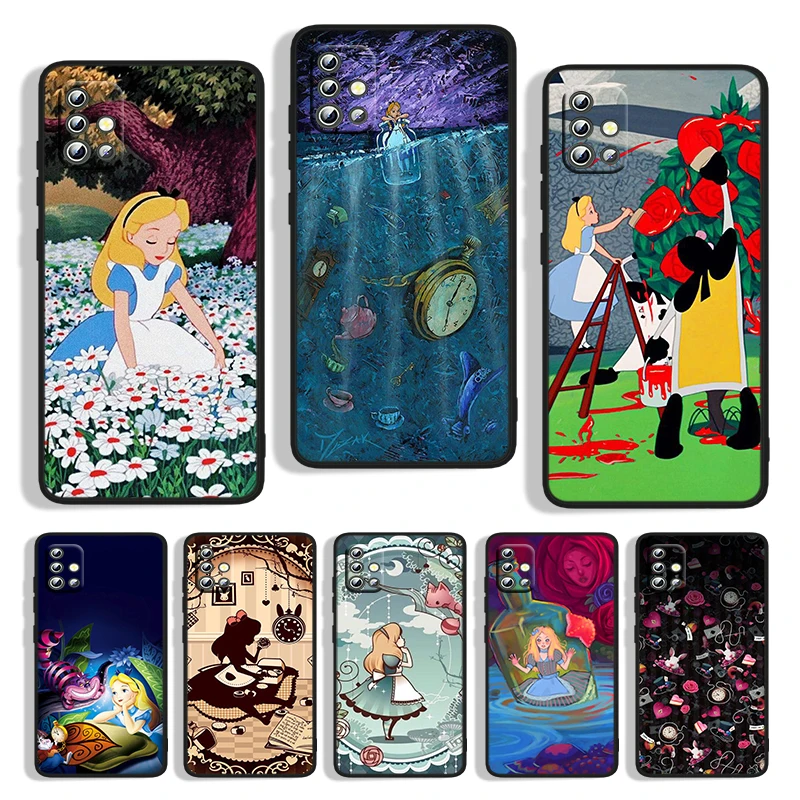 

Alice in Wonderland For Samsung A73 A72 A71 A53 A52 A51 A41 A33 A32 A31 A22 A21S A13 A12 A03S A02 5G Black Phone Case