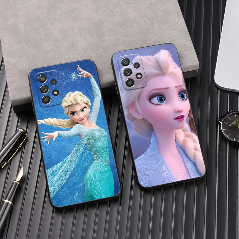 

D-Disney Frozen Elsa Princess Cover Galaxy A53 Case For Samsung A54 A52 A52S A51 A71 A73 A72 A41 A42 A91 A31 A32 A33 Black Cases