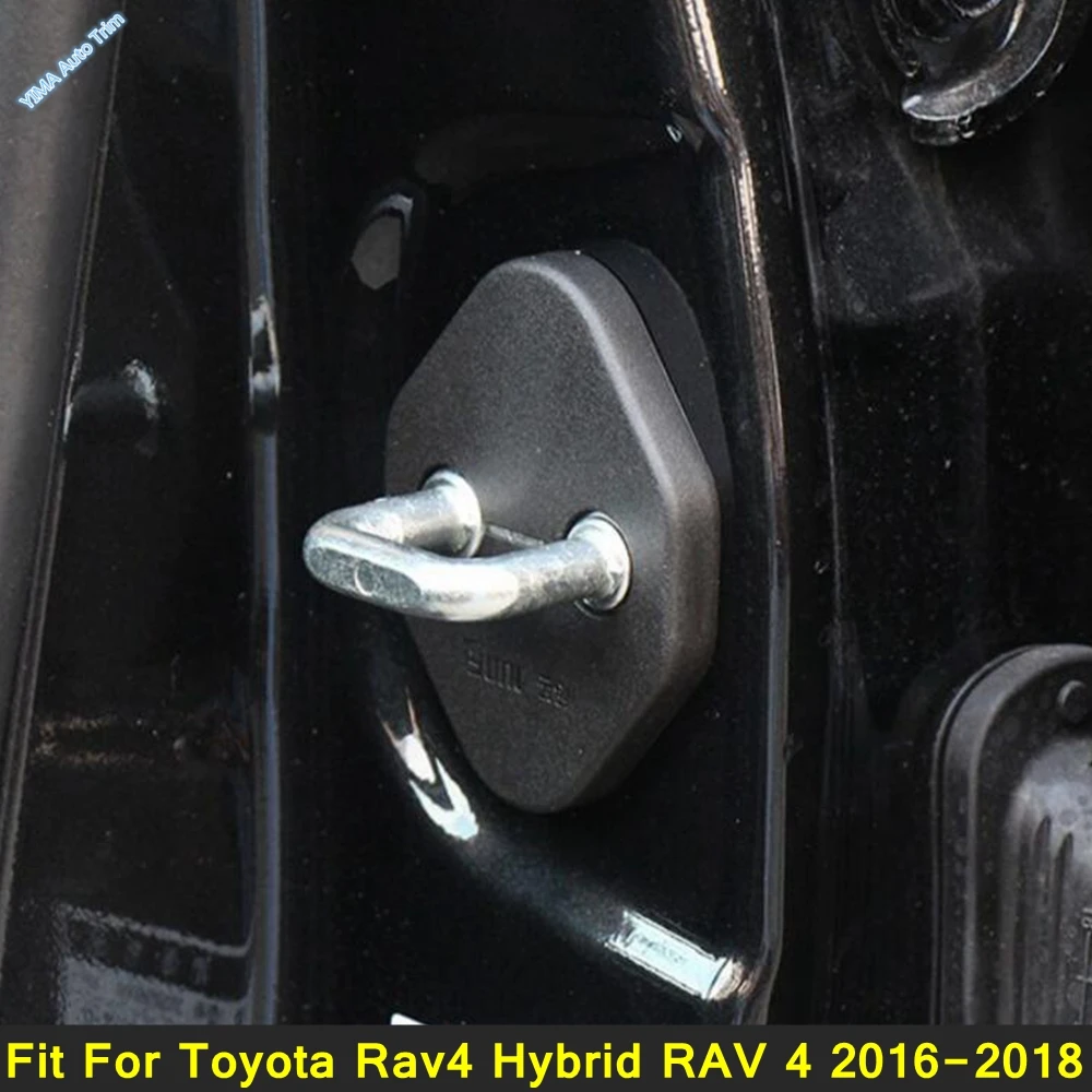

Car Door Lock Protector Cover Trim 4PCS Fit For Toyota Rav4 Hybrid RAV 4 2016 2017 2018 Black Interior Modified Accessories