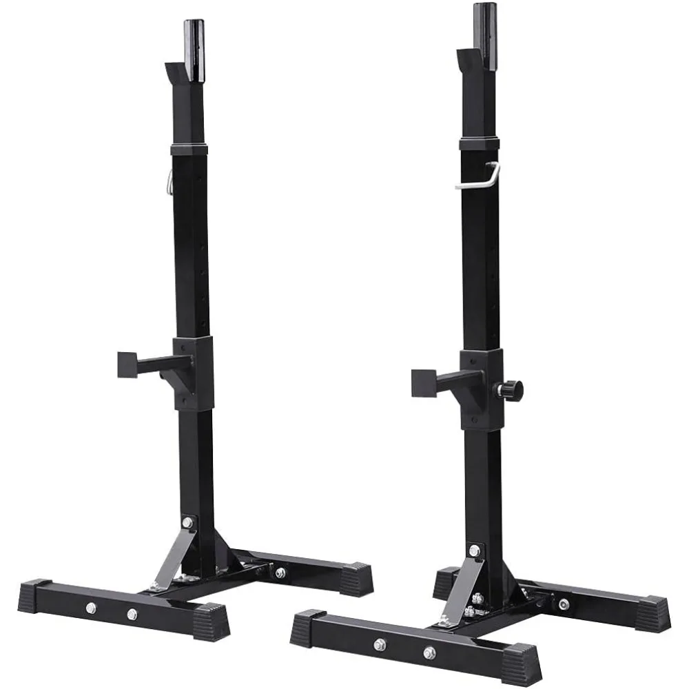 

Pair of Adjustable Squat Rack Standard 44-70 Inch Solid Steel Squat Stands Barbell Free-press Bench Home Gym