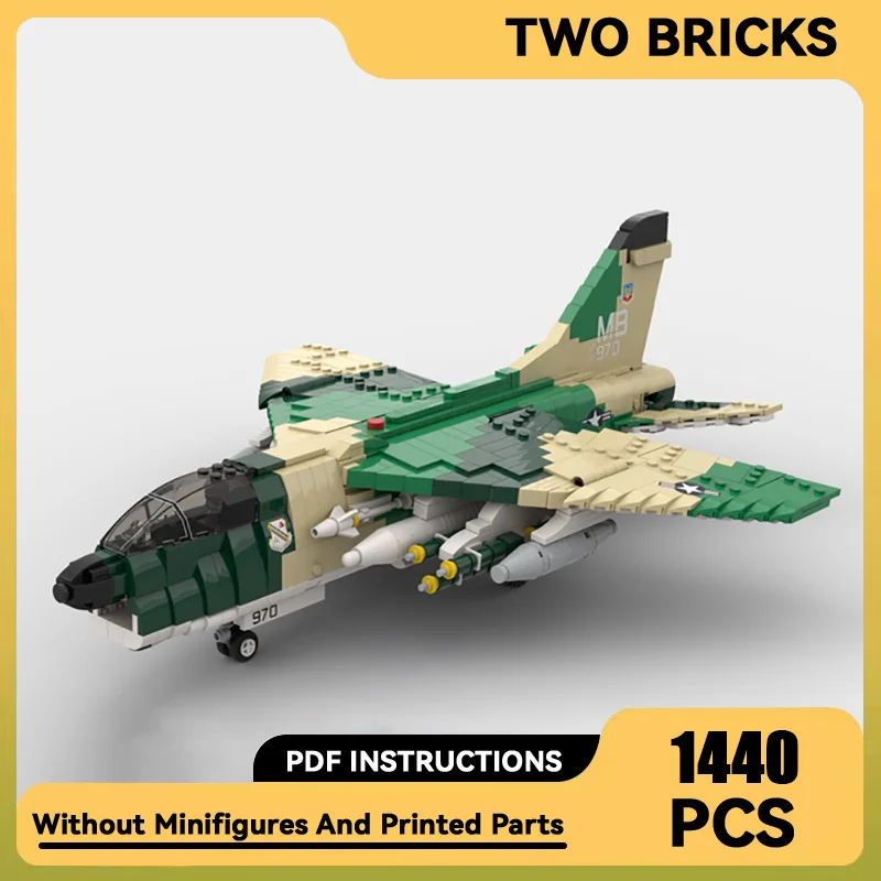 

Military Series Moc Building Blocks 1:35 Scale A-7D Corsair II Model Technology Aircraft Bricks DIY Assembly Fighter Toy For Kid