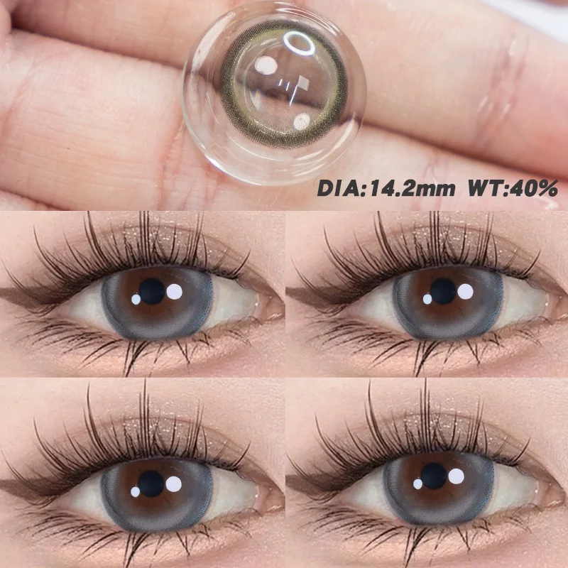 

【 Stock Delivery 】Ice Black Gray Daily Myopia Contact Lenses Color Lenses Natural Eye Makeup 14.2MM Size Diameter Contact Lenses
