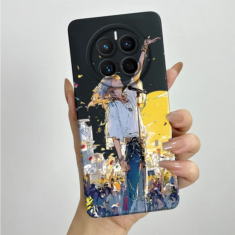 For Huawei Mate 50 50e Phone Case CET-LX9 CET-AL60 Soft Silicone Sweet Painted Protective Back Cover Cute Cartoon Printed Casing