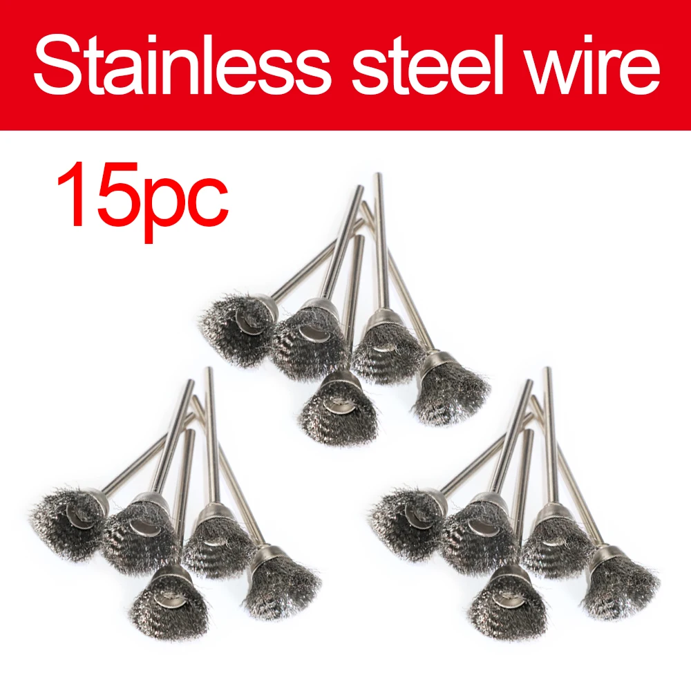 Щетка из нержавеющей стали и латуни с хвостовиком 3 мм подходит для вращающегося инструмента Dremel, аксессуар для полировки