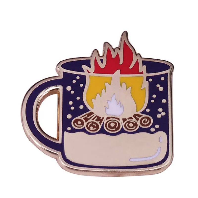 

1 шт. модная эмалированная брошь в виде замка из аниме «Воющий движущийся замок», булавки, металлические значки «огненное пламя в чашке» для ...