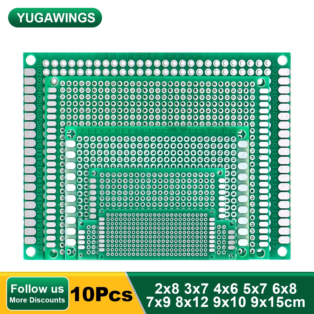 

10Pcs PCB Board Single Side Copper PCB Prototype Circuit DIY Universal Stripboard Prototyping 2x8 3x7 4x6 5x7 6x8 7x9 8x12 9x10