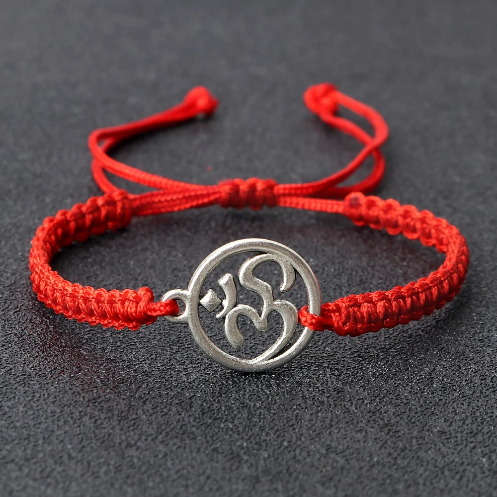 

Charm OM Symbol Handmade Braided Rope String Adjustable Red Black Bracelets Women Men Lucky Fashion Jewelry Friend Gift Prayer