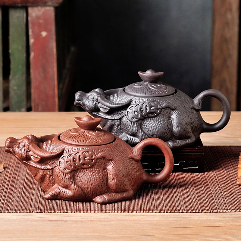 

Чайник Yixing ручной работы из фиолетовой глины с фильтром из нержавеющей стали, большой цветочный чайник, домашний чайник большой емкости