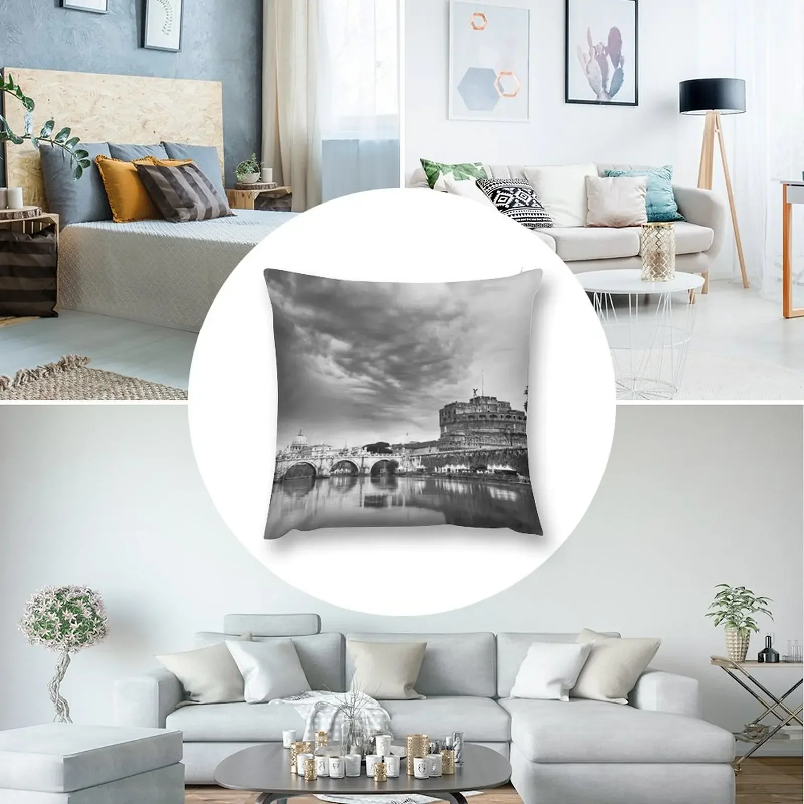 Castel Santɺngelo в моно Риме Италия Декоративная подушка Рождественская наволочка