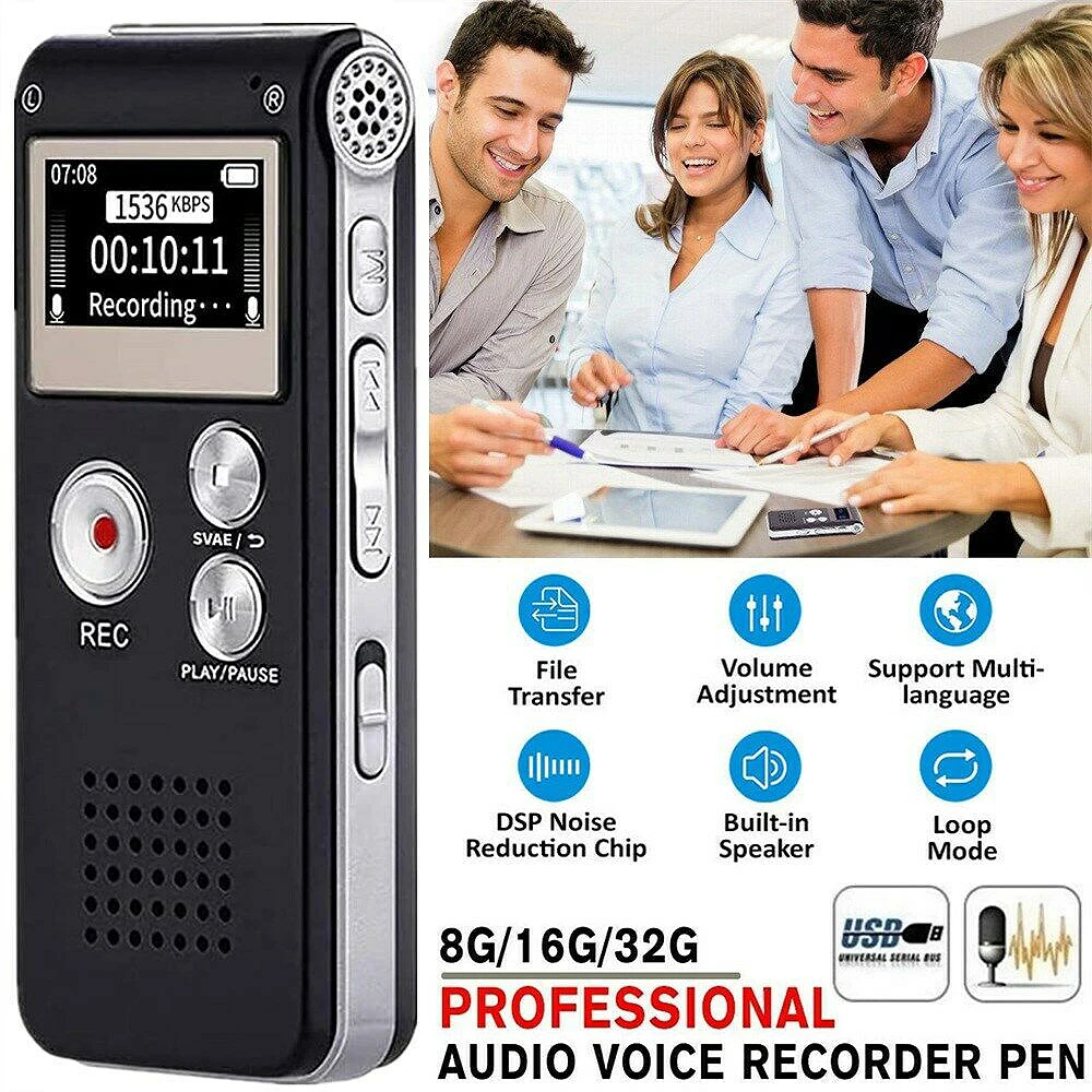 

Portable Mini Voice Recorder Digital Sound Voice Recorder 8/16/32G Phone Recorder Voice Control Recording Pen WAV MP3 Player