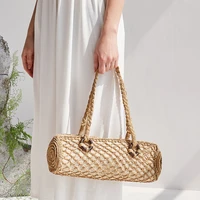 fashion womens straw woven shoulder bag hollow mesh basket bags summer beach handbags ladies round underarm bags purses ins