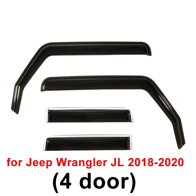 

2/4 шт. черный автомобильный дефлектор, встроенные дождевики для Jeep Wrangler JL 2018-2022/JK 2007-2018