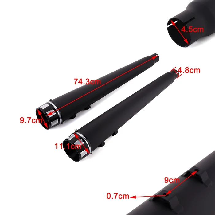 2x45 мм 4 &quotмотоциклетный хромированный выхлопной глушитель без шнуровки с черной