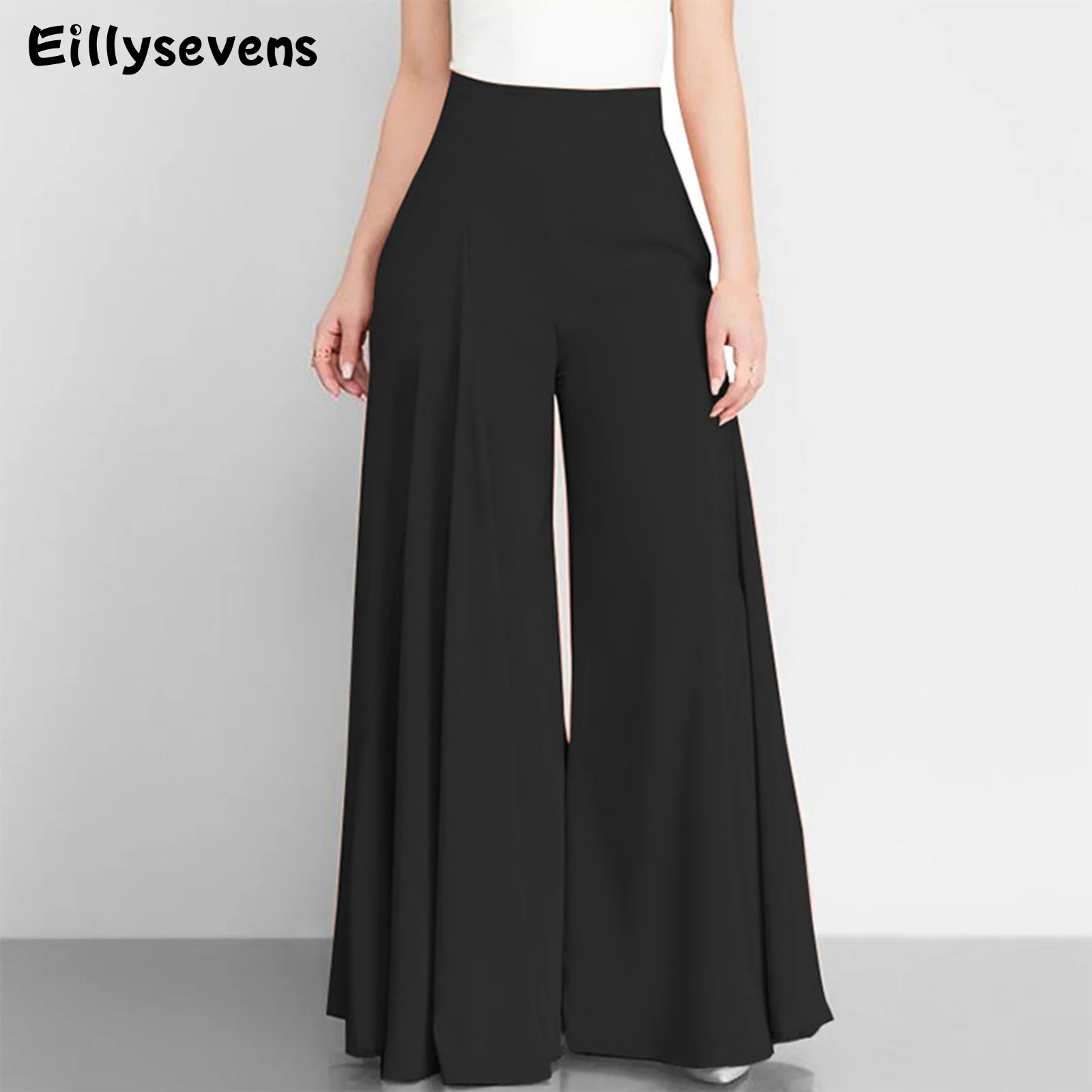 Temperament Women's Spring Summer Wide Leg Trousers Girl Solid Color High Waist Loose Comfy Straight Casual Pant Pantalones
