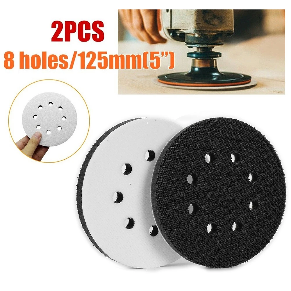 

2PCS 5 Inch(125Mm) 8-Hole Soft Sponge Interface Pad Hook & Loop Sanding Pads Buffer Backing Pad For Sander Polishing Sanding Pad