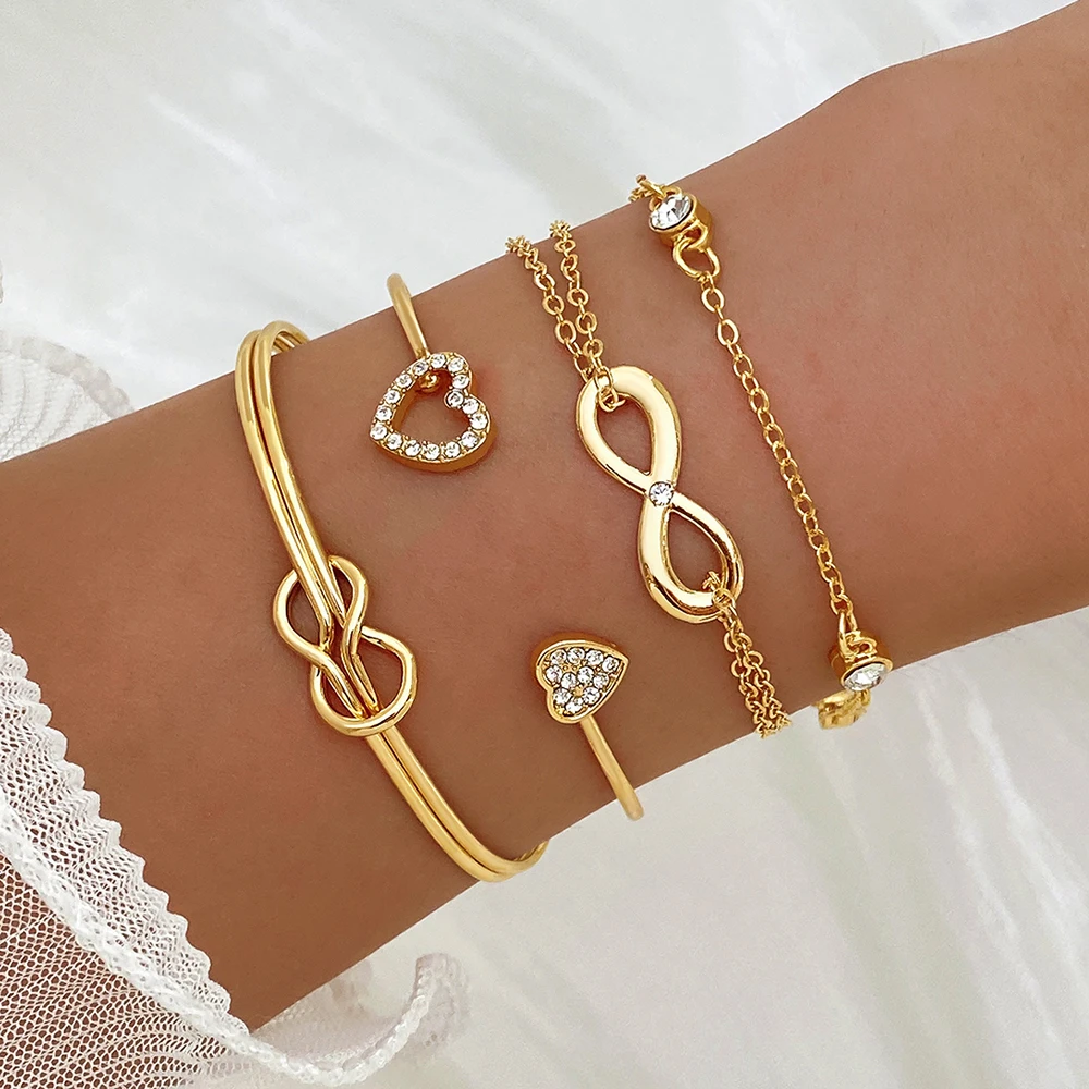 EN винтажные Модные женские браслеты золотистого цвета с кристаллами ювелирное