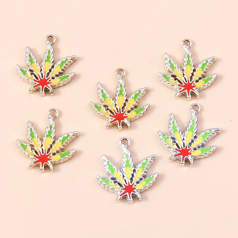 10pcs 18*20mm Enamel Fall Maple Leaf Charms Pot Leaf Thanksgiving Necklace Pendant Diy Jewelry Making Accessories images - 6