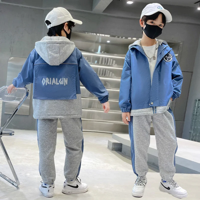 

Boys Suit Coat+Pants Cotton 2Pcs/Sets 2023 Green Spring Autumn Sportswear Outfits Outdoors Thicken Children Clothing