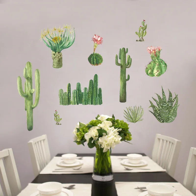 

Modern Home Office Decor Stickers Cactus Wallstickers Children's Room Bedroom Living Room Skirting Board Sticker Room Decoration
