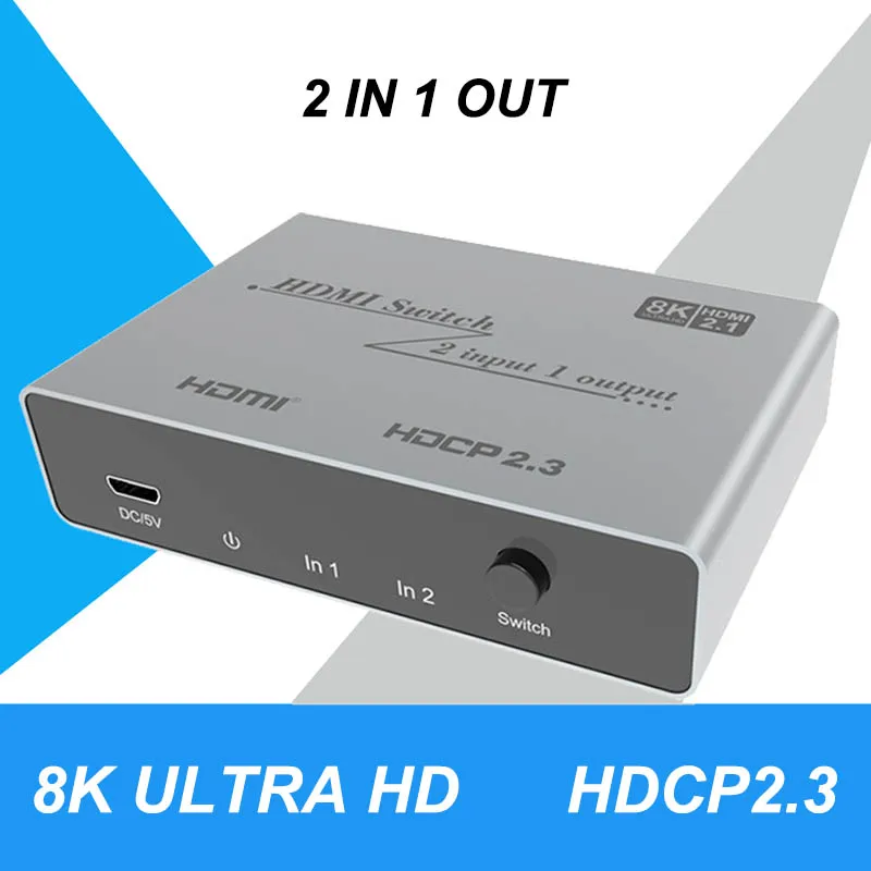 

8K@60hz HDMI Switch 4K@120Hz 2x1 Switcher 2 In 1 Out for PS4 PS5 Laptop PC TV Monitor 4K HDMI 1x2 Splitter Bi-Direction Switch