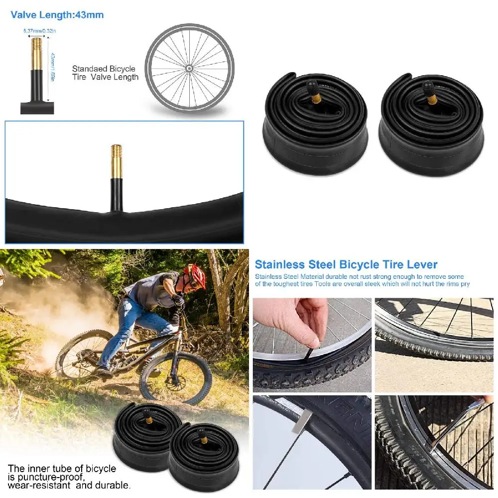 

Ikes 2 Pieces High Performance, Perfect 26 In. x 1.95 Standard Mountain Bike Inner Tubes with 48 mm Schrader Valve for MTB and R