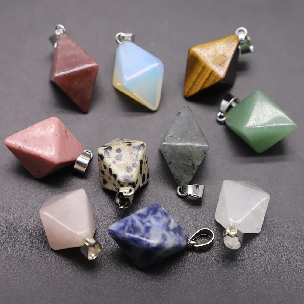 

Natural Stone Quartz Crystal Double Sided Pyramid Clear Pendant Reiki Healing Raw Polishing Necklace Accessories Wholesale 10Pcs
