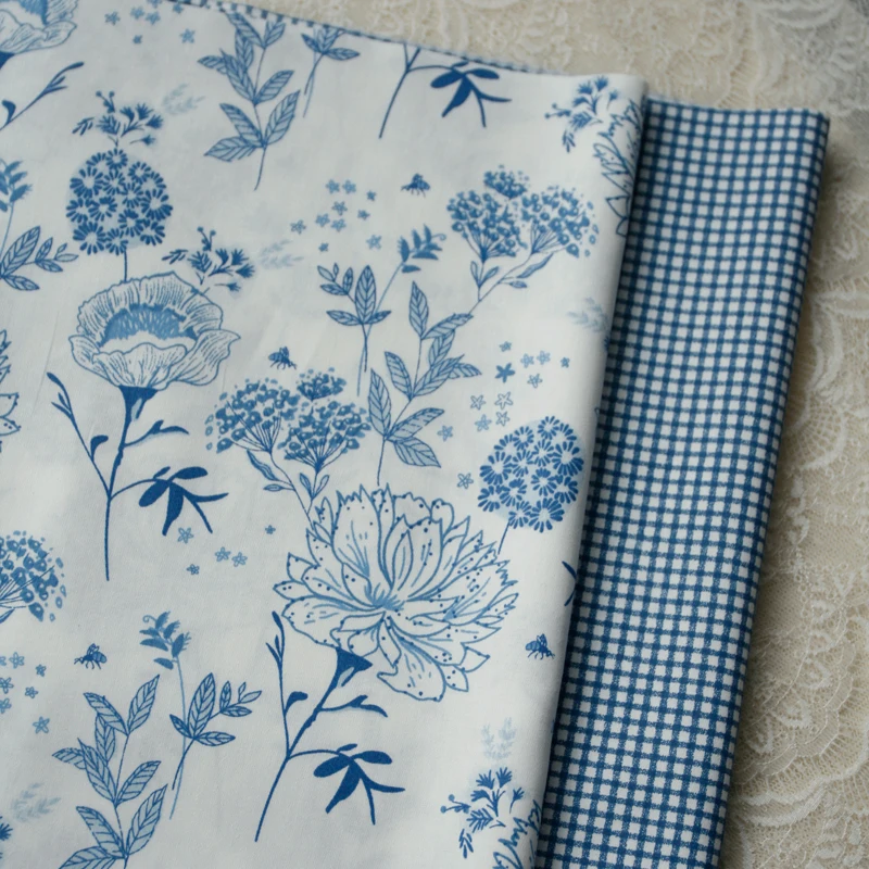 

160x50cm Custom Classical Blue White Porcelain Twill Cotton Fabric Tablecloth Background Cheongsam Clothing Handmade Diy Cloth