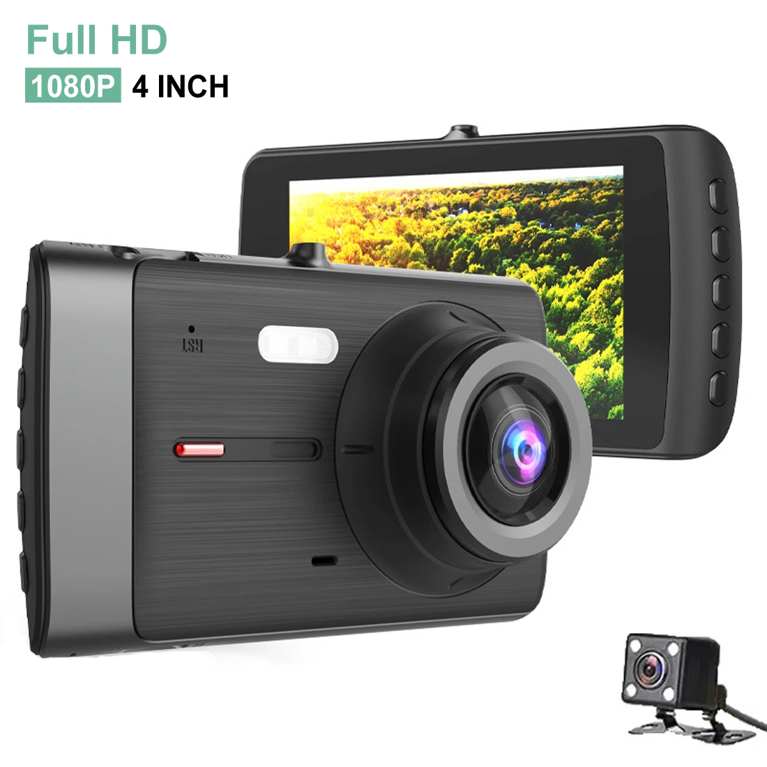 4 Inch Dual Lens Dash Cam 1080P HD 32GB Car Driving Recorder Black Box Front and Rear Night View Vehicle DVR Camera