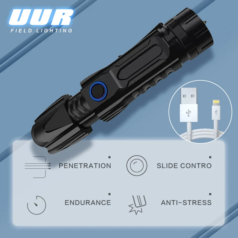LED Torch Bright Rechargeable Power Bank Function IPX5 Waterproof Handheld Tactical Flashlight for Hiking Camping Emergency