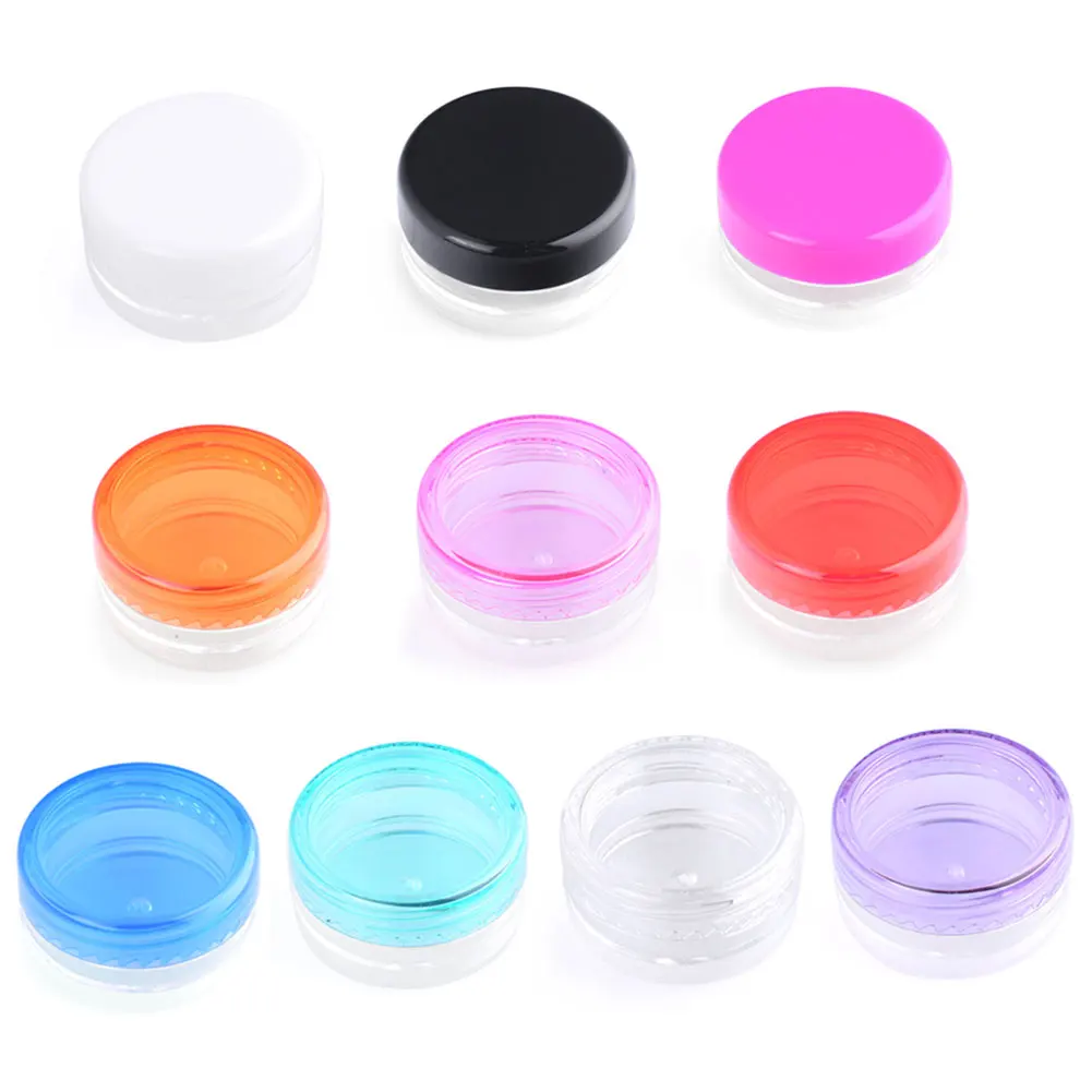 

100x Cosmetics Jar Box Makeup Cream Nail Art Cosmetic Bead Storage Pot Container Round Bottle Portable Plastic Transparent Case